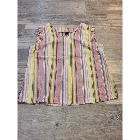 Emery rose large women's striped ruffle trim 2 piece set - Picture 2 of 13